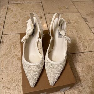 Steve Madden Ivory Beaded Slingback Heels